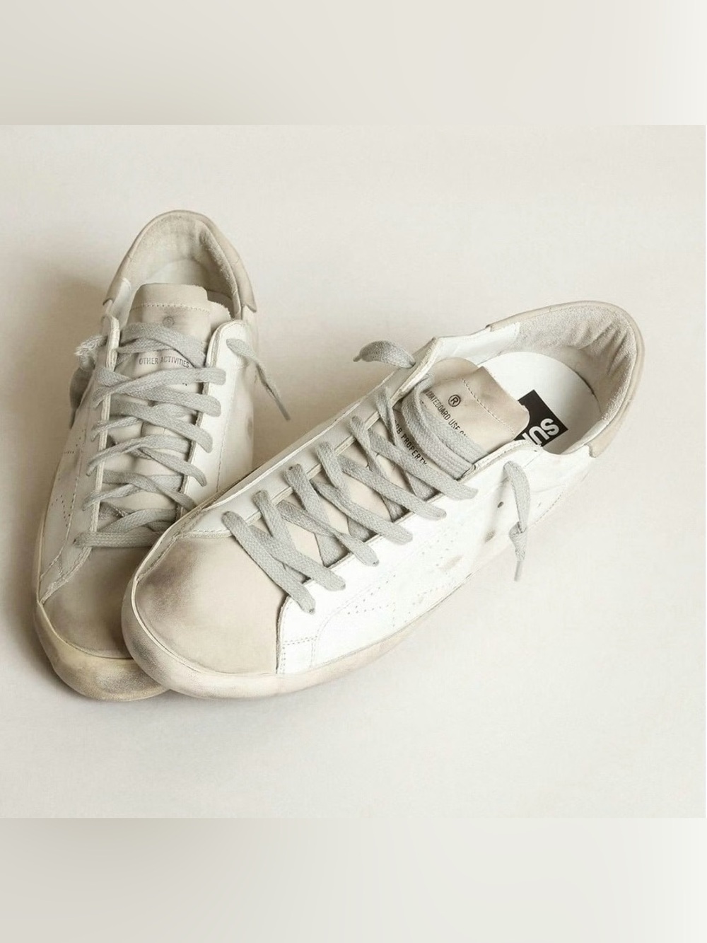 Golden Goose Women's Super-Star: white leather, perforated star, beige heel tab